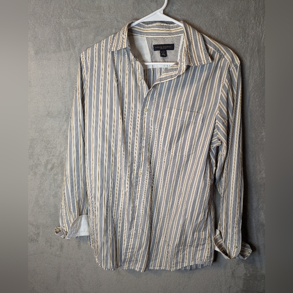 Gold and navy Banana Republic button up.